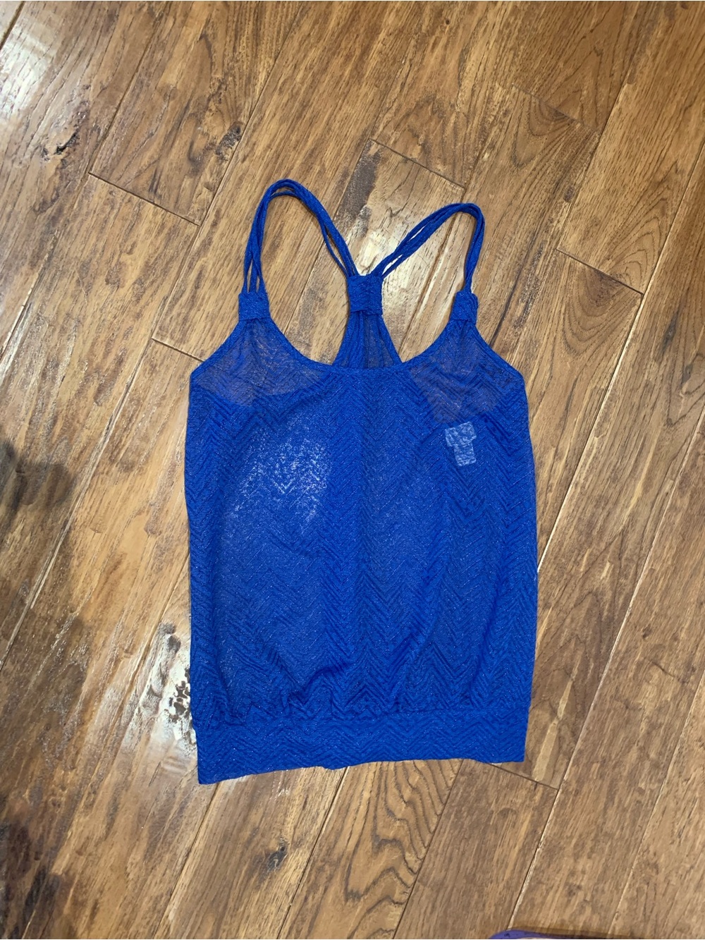 Eyelash Couture Vibrant Royal Blue Sheer Crochet Tank